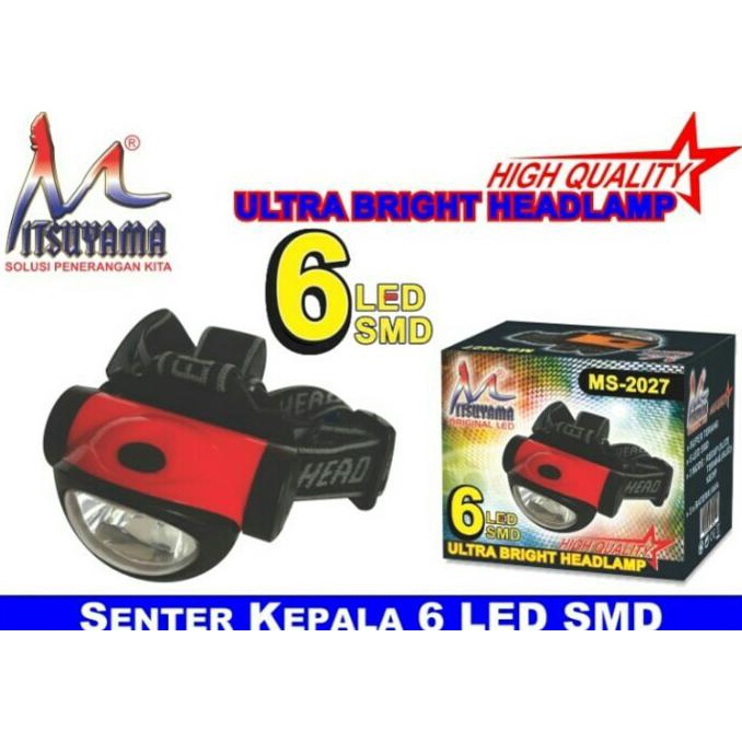 Hemat Headlamp 6 Led / Senter Kepala Mitsuyama / Lampu Kepala 6 Led Promo