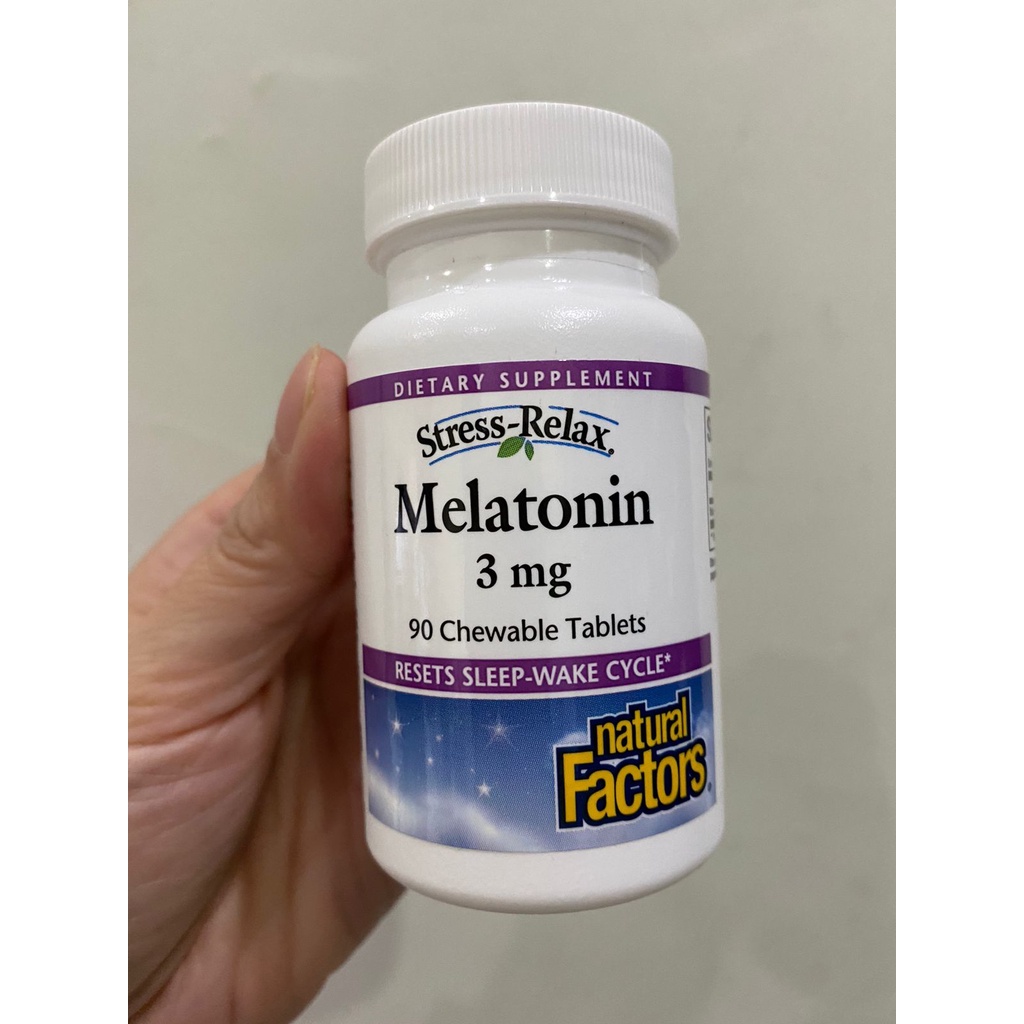 Natural Factors Stress-Relax Melatonin 3 mg 90 Chewable Tablets Atasi Susah Tidur