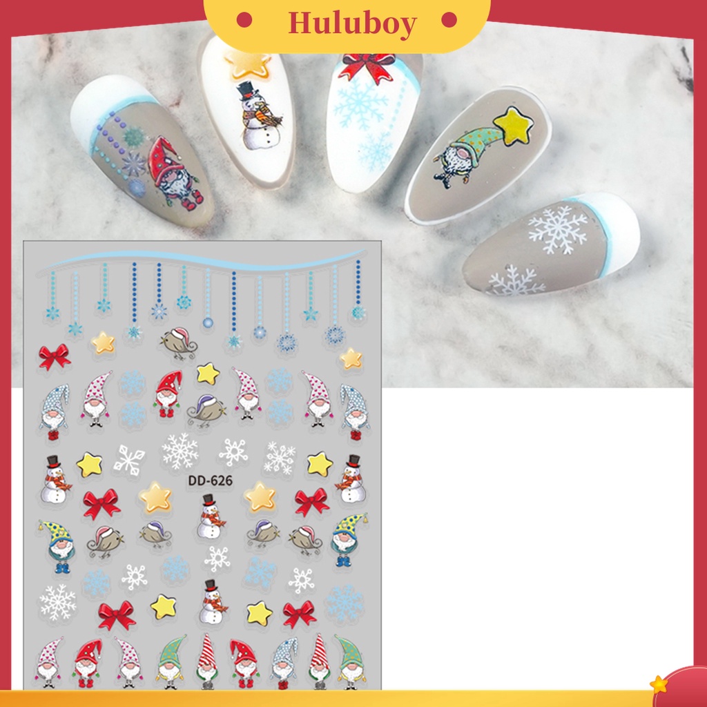 Huluboy Huluboy♡ Stiker Kuku Motif Natal / Tahun Baru Untuk Nail Art