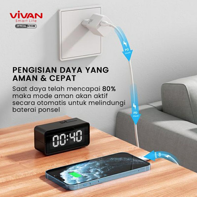 Charger Vivan Power 30 PD 30W Batok Charger Adaptor  USB-C Type C ORIGINAL