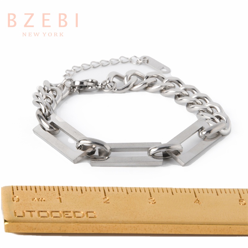 Bzebi Gelang Titanium Steel Lapis Emas 18k Hias Berlian Imitasi Gaya Korea Untuk Wanita 1062b-1 / 2