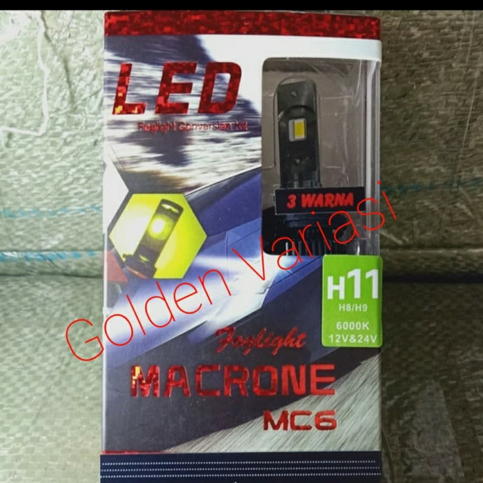 Lampu Mobil / Lampu Led macrone 3 Warna MC6 H11 / H8