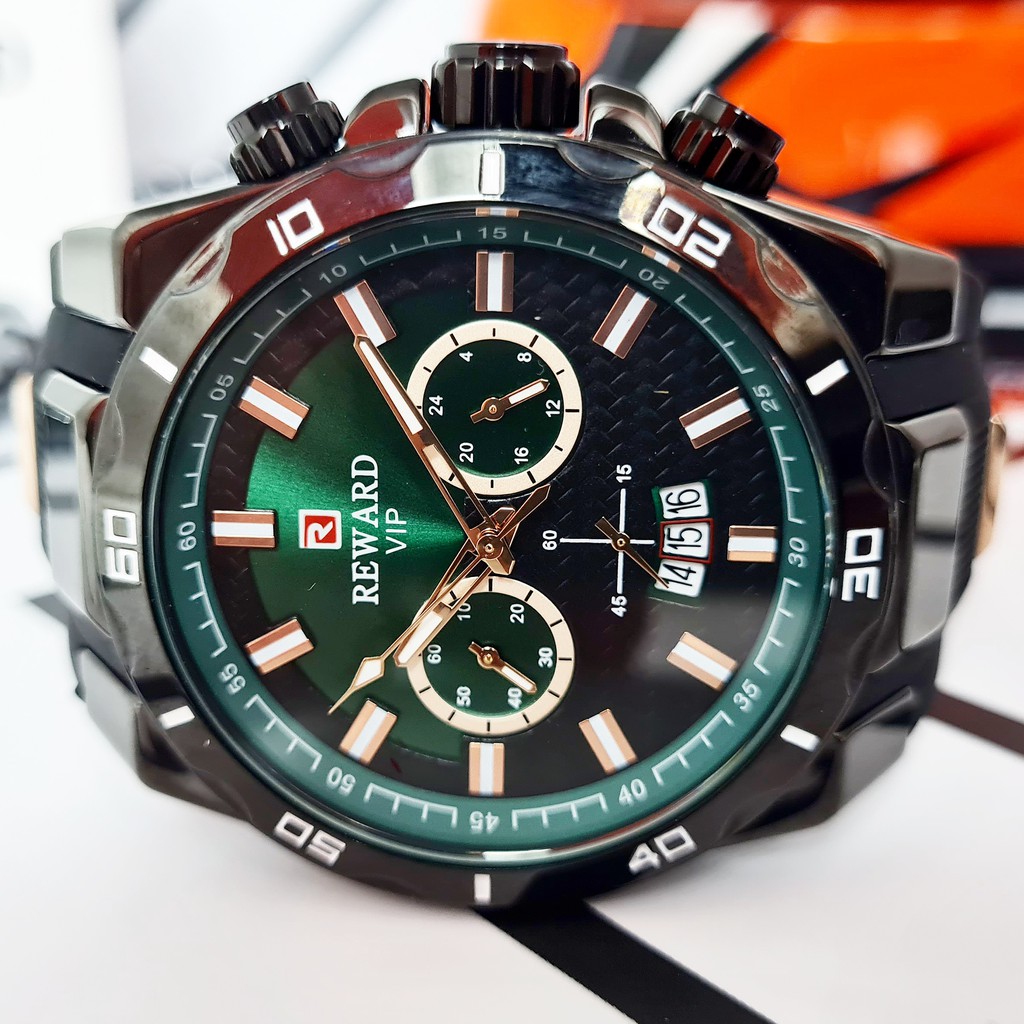 Promo (COD) Jam Tangan Cowok Pria Original Ori Analog Casual Kasual Chrono Rubber Karet REWARD