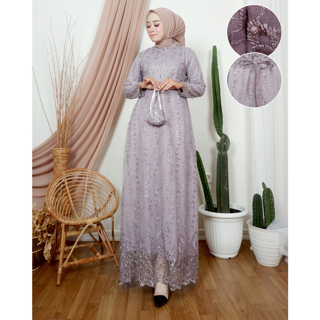 Permata Olshop / Kebaya Gamis Busui Zaya Modern Syofas / Gamis Modern Pesta Mewah / Kebaya Seragam