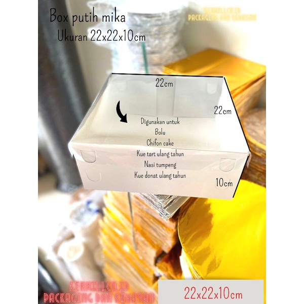 

KOTAK HAMPERS PUTIH MIKA BENING 22x22x10CM BOX HAMPERS BOX KUE BOX MAKANAN