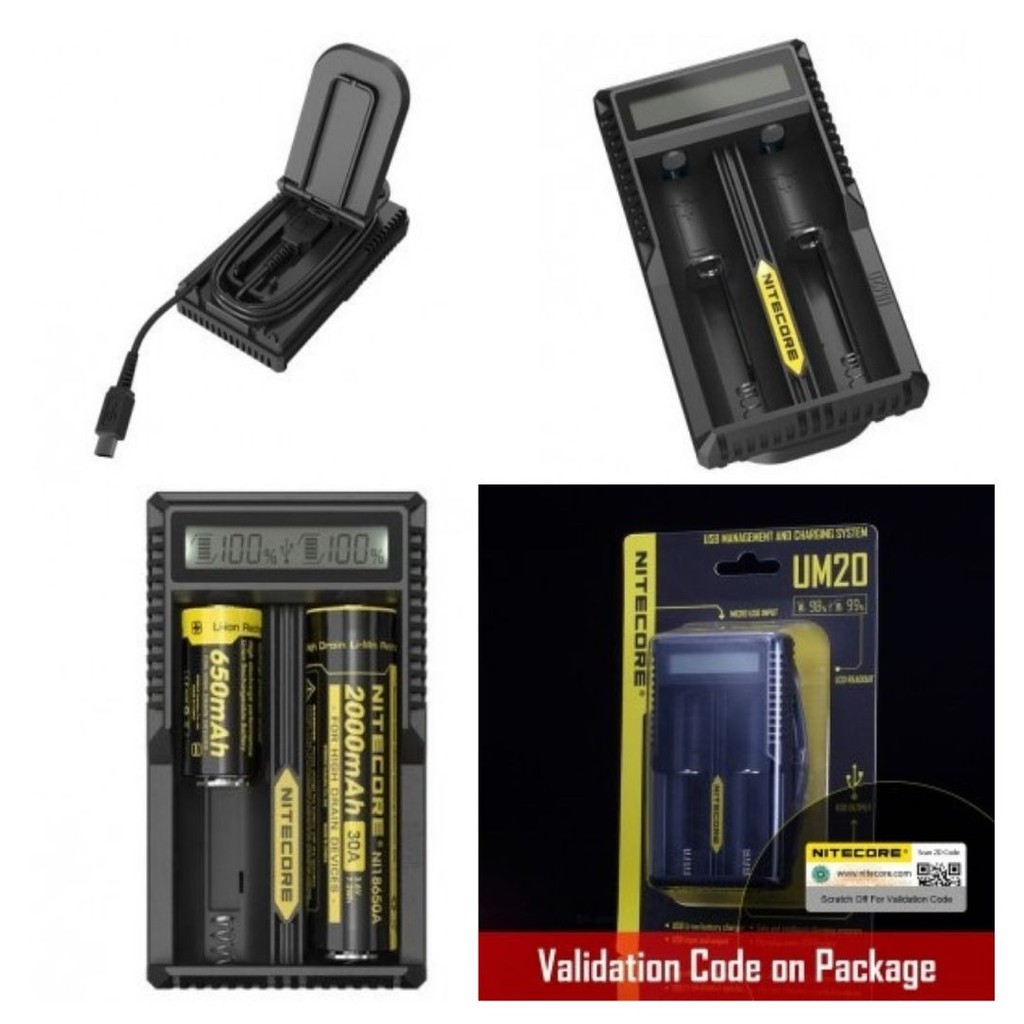 Nitecore UM20 LCD Baterai Charger USB Multifungsi 2 Slot 111107