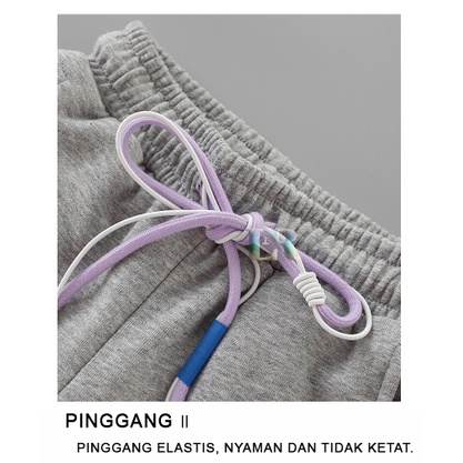 LNR Shop Celana Casual Trend Anak-Anak Perempuan Celana Panjang Olahraga Versi Korea Abu Putih Polos Slim-fitting Pinggang Tinggi Low Waist Santai Katun Putih