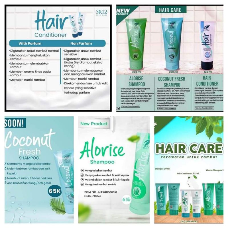 SR12 HAIR CARE/ COCONUT SHAMPOO SR12/ ALORIS SHAMPOO SR12/ HAIR CONDITIONER SR12