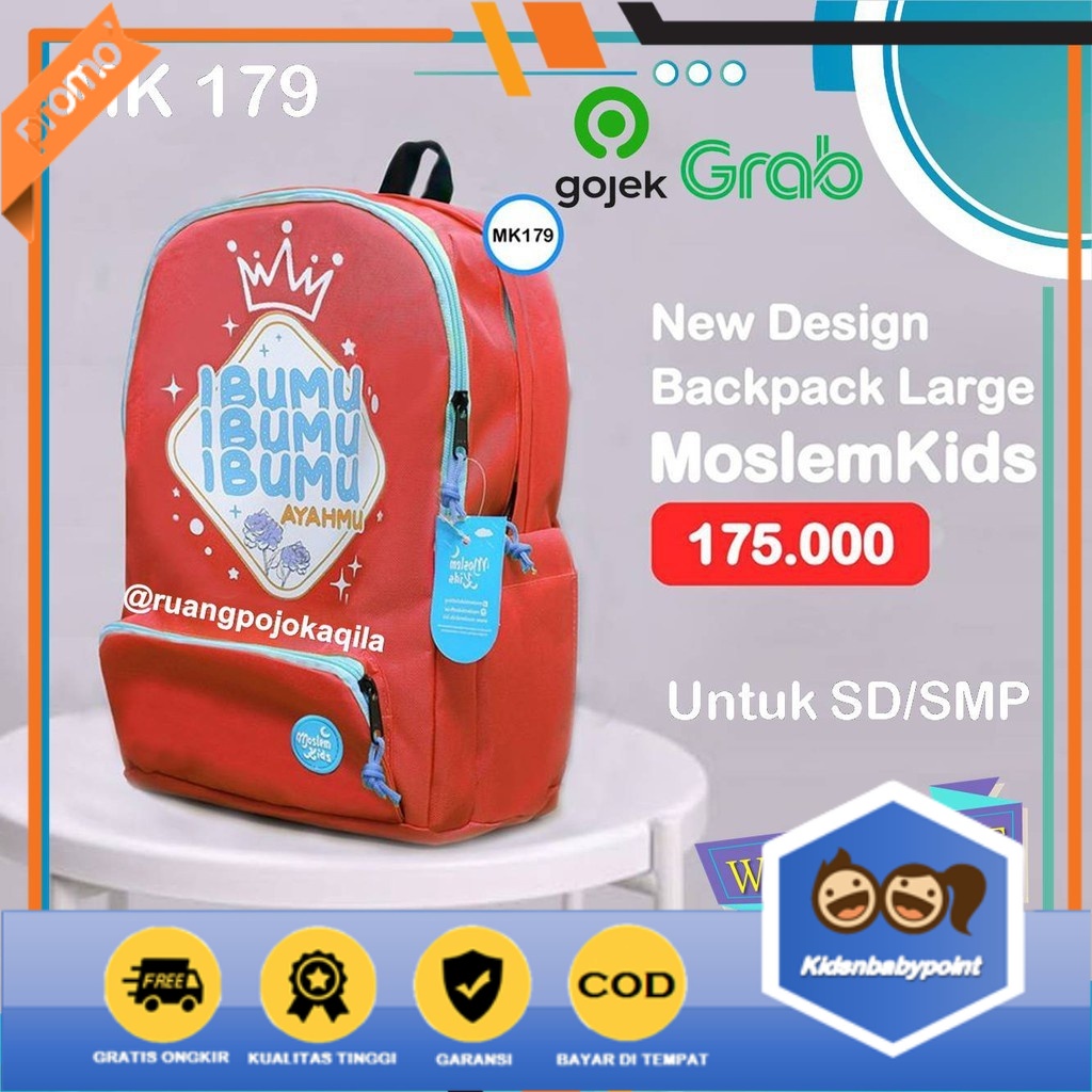 [ COD ] Moslem Kids Tas Sekolah Anak Muslim Waterproff TK SD SMP Ori Premium Kuat