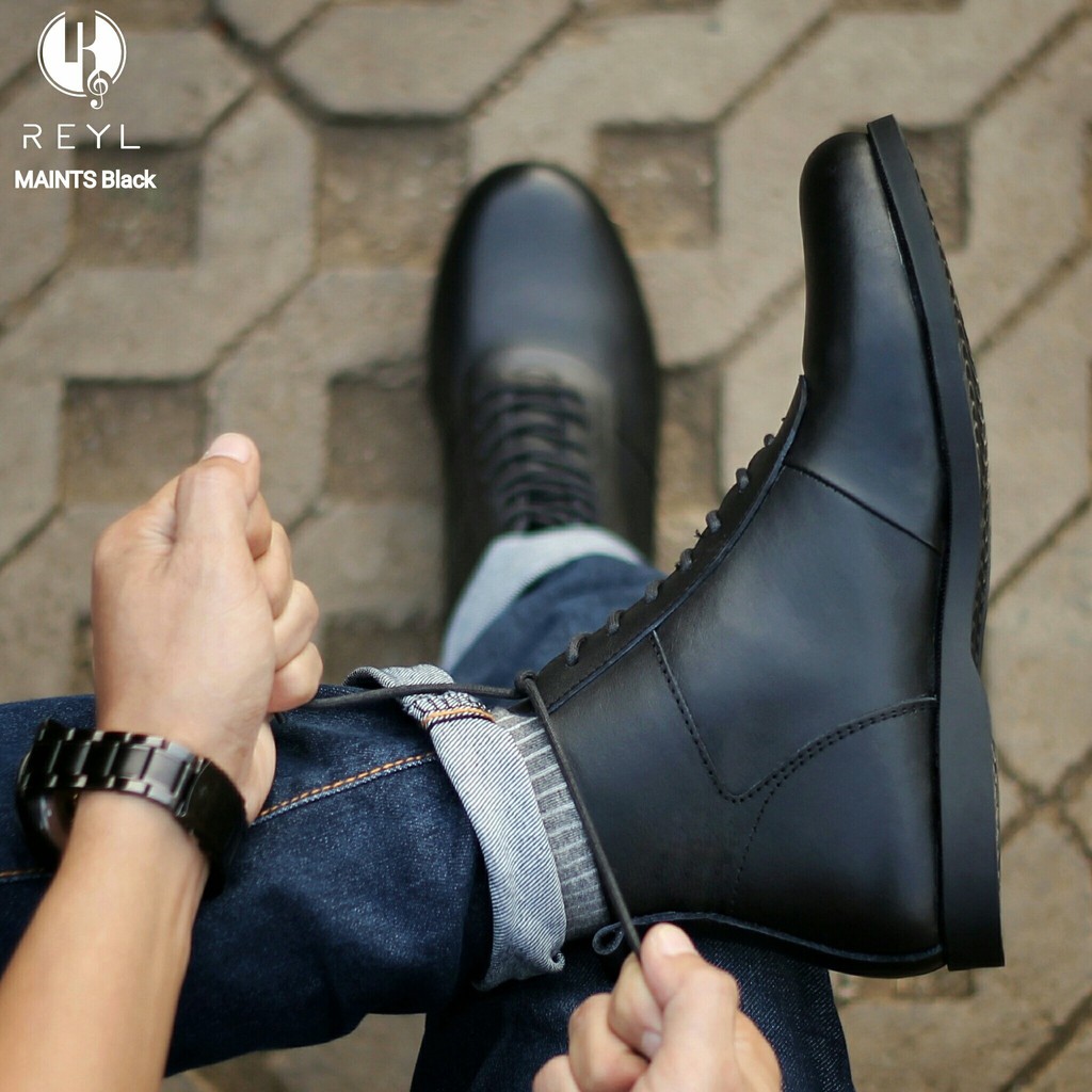 100% SEPATU ORIGINAL [ REYL MEN MAINST ] Sepatu Boots Kulit Pria Original Klasik Kasual