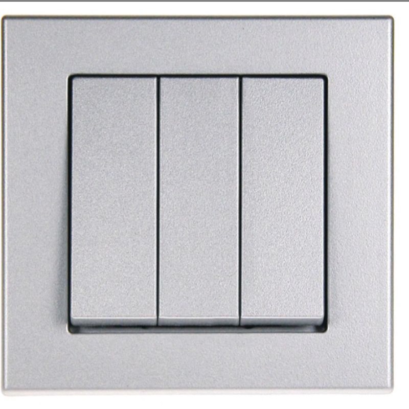 Saklar Triple Broco Plano Silver