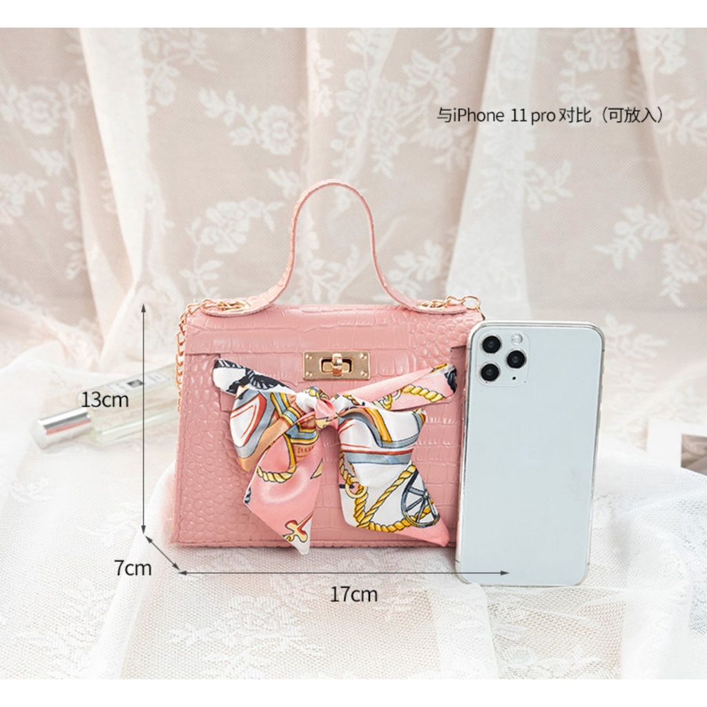 TM-94 tas jinjing pesta mini party bag pu leather pink cream import korea jepang