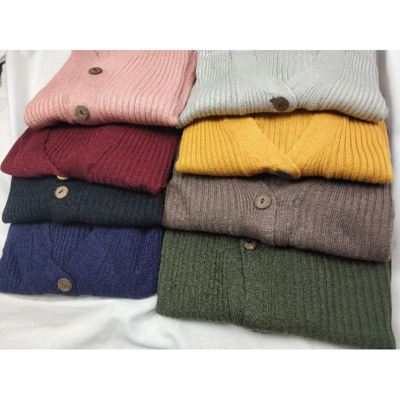 CARDIGAN RAJUT SALUR KANCING BATOK | Cardy Crop Rajut Wanita Oversize-K.BATOK RANDOM
