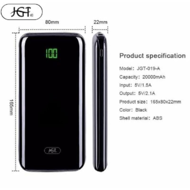 power Bank JGT -019-A 20000mah dual USB