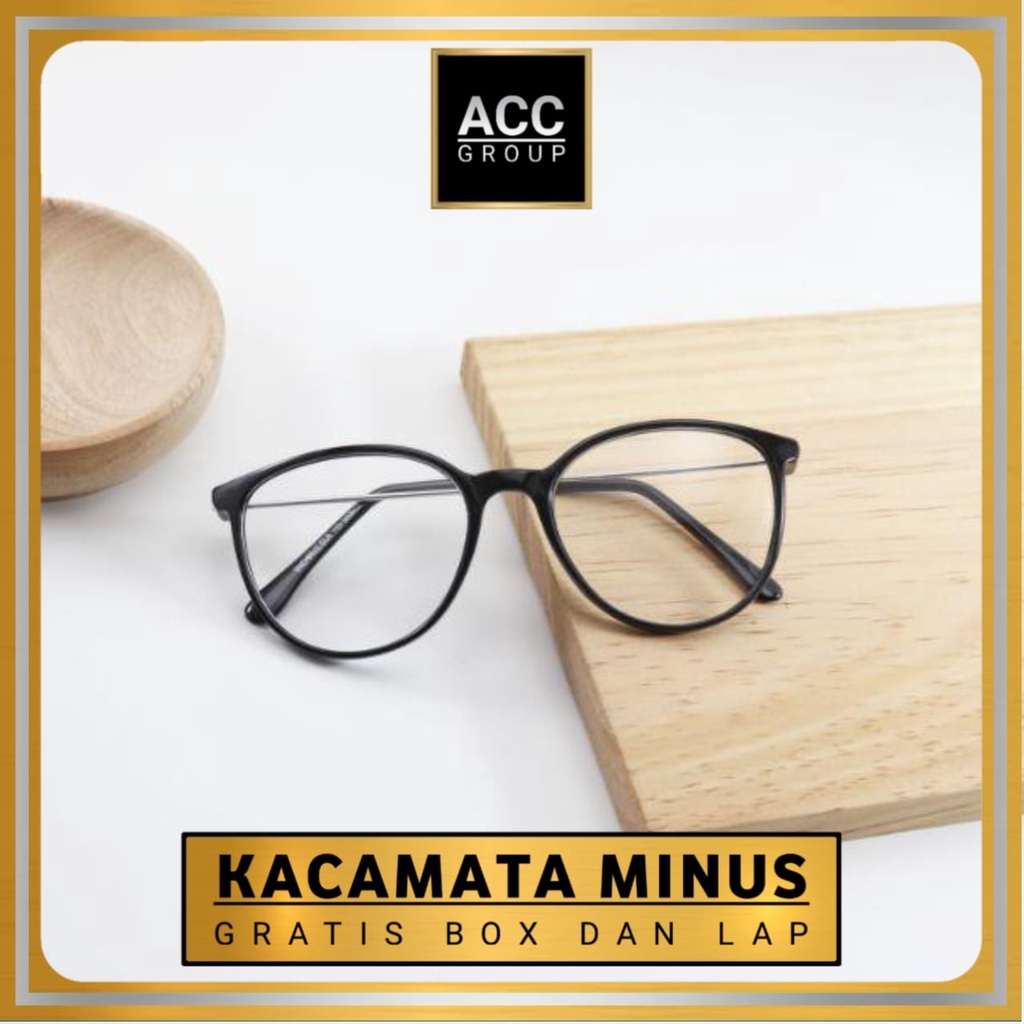 NEW KACAMATA MINUS MODEL OVAL TANGKAI BESI FREE BOX DAN LAP UKURAN 0.50-6.00