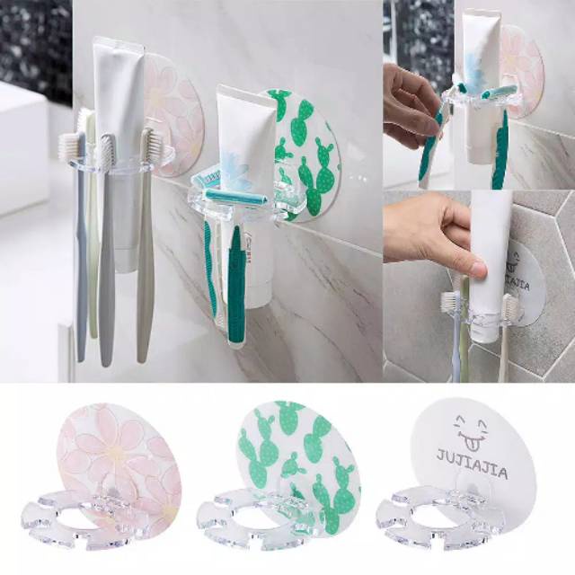 Holder Sikat Gigi Tooth Brush BULAT Tempat Odol Tempel Rak Kamar Mandi