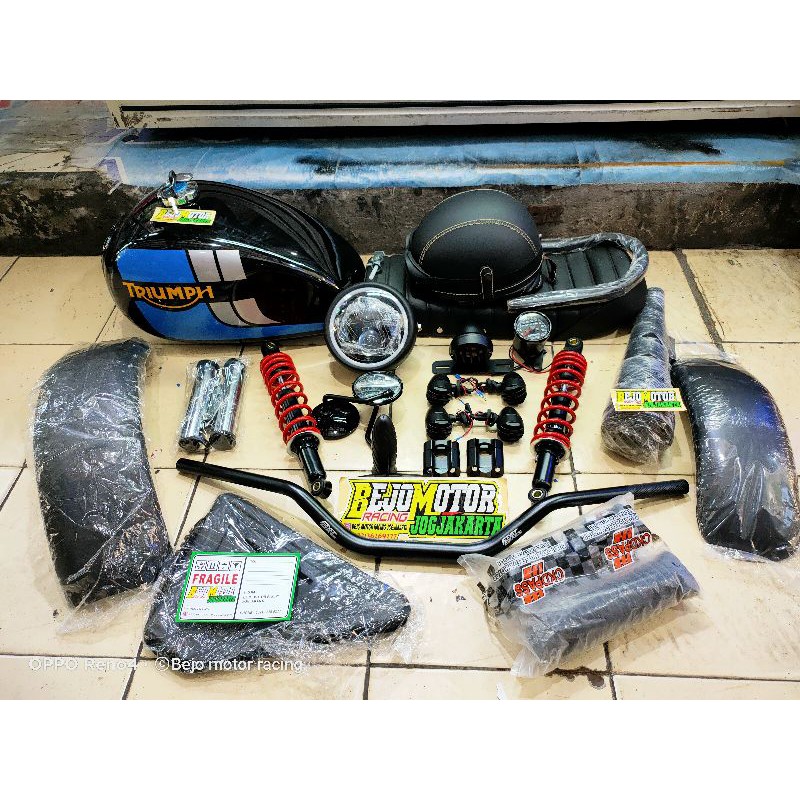 body japstyle thunder 125 biru fullset bonus helm classic