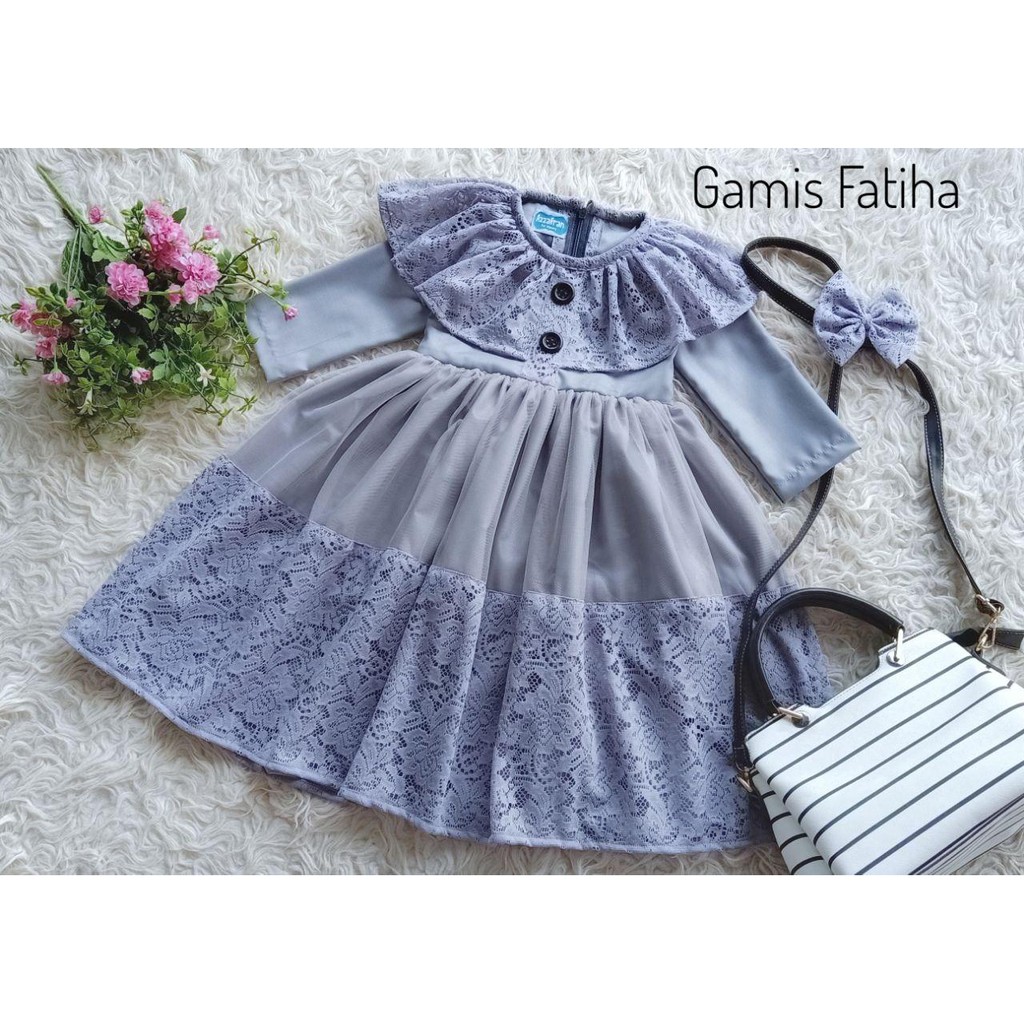 GAMIS FATIHA / GAMIS ANAK PEREMPUAN WARNA ABU ABU