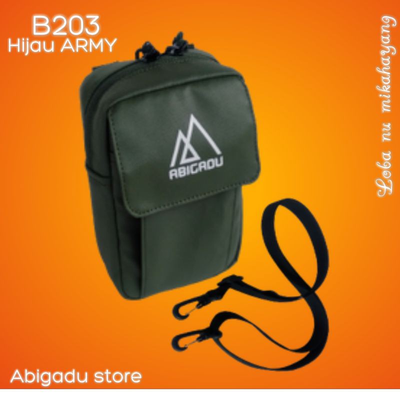 TAS selempang HP/SLINGBAG ANTI AIR(WATERPROOF)/ tas pria wanita hijau ARMY | Abigadu