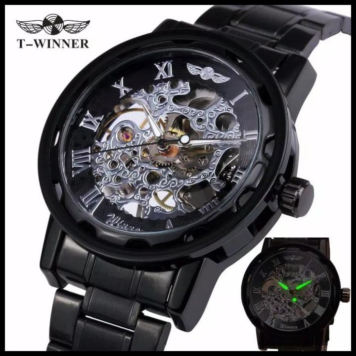 Jam Tangan Winner 109G Black Mesin Mekanik Tanpa Baterai Tahan Air