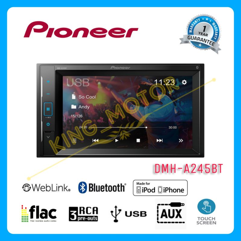 Head Unit 2-Din 6.2 inch Pioneer DMH-A245BT (GARANSI RESMI)