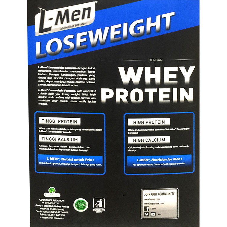 Susu LMen Loseweight L-men Whey Protein Chocolate Cereal Coklat 300gr