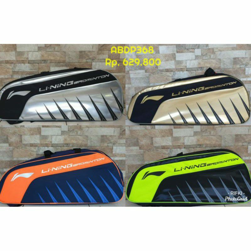 abdp368/abdp 368/lining/original/tas/badminton/bulutangkis/2 resleting/2 ruang/termobag