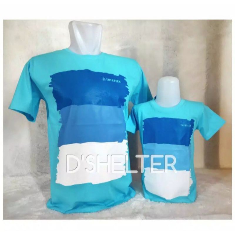 Kaos couple anak dan dewasa biru muda