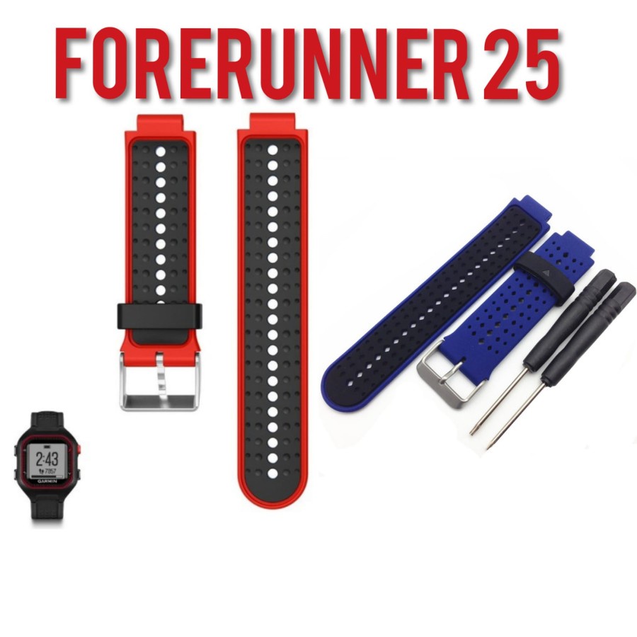 STRAP BAND GARMIN FORERUNNER 25 BLACK RED, tali jam FR 25