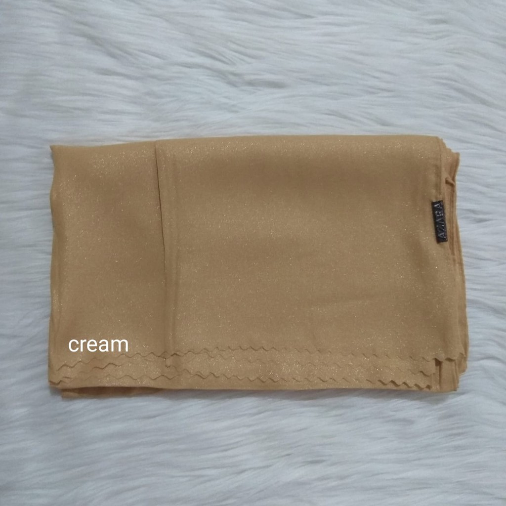Termurah PASHMINA Nur Shinar LC Azara / PASMINA Glowing Nur Shinar lc/ PASMINA sinar lc-Cream