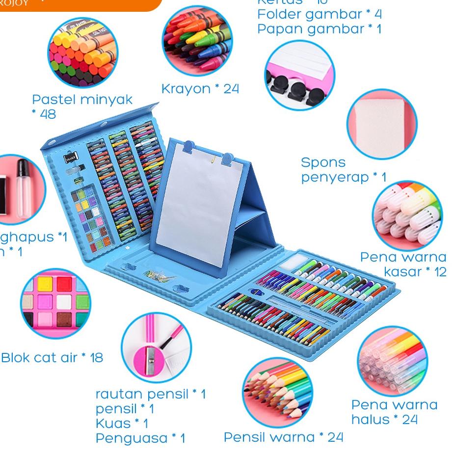 

NEW ARRIVAL TROHE - TROJOY Crayon Anak Pengasah 208pcs Set Alat Menggambar Melukis Anak-anak Crayon Cat Air Pensil ☄ 883