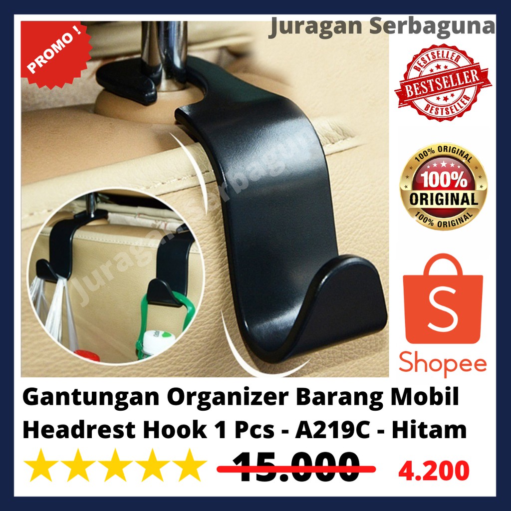 Gantungan Organizer Barang Mobil Headrest Hook 1 Pcs - Hitam