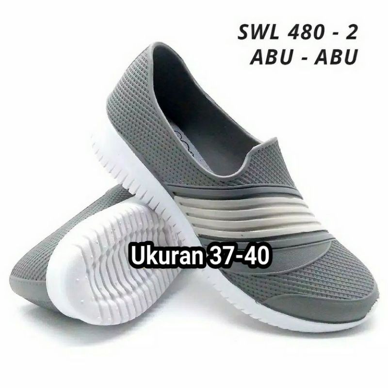 (COD) TERMURAH Sepatu Karet Wanita Santai Slip On ATT SWL 480