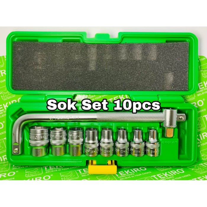 KUNCI SOK Set 10 pcs TEKIRO Stang dan Mata Kunci Shock 10pcs Gagang