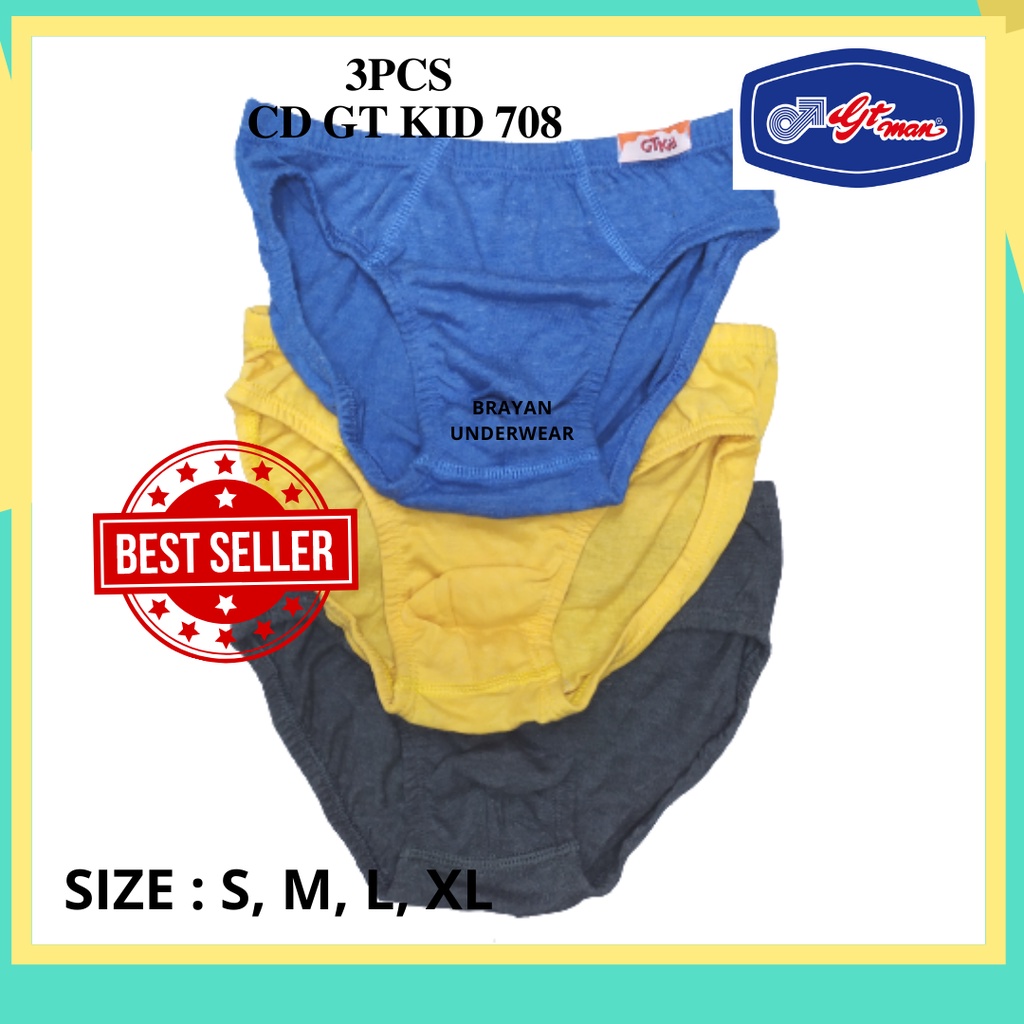 3Pcs CD GT Man Kids [ GMX PUTIH ] GTKID 708 - Celana Dalam Anak Cowok.