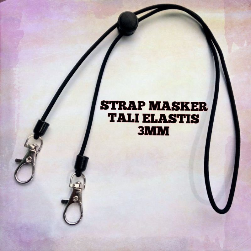 STRAP MASKER TALI KARET ELASTIS warna hitam polos | konektor masker | gantungan tali masker 2in1 | s