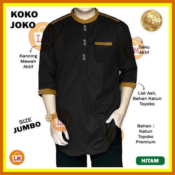Ria Busana - Isbath - Koko Lengan Panjang Dewasa Pria Satin Art. Kj.01 (33) Baju Pria Muslim Koko Jo