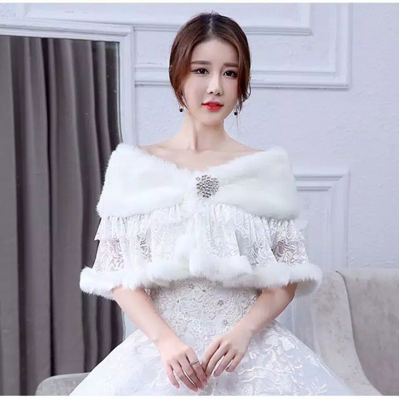 Cape/ wedding bolero bulu with lace