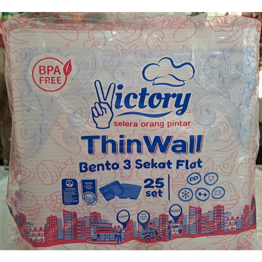 Thinwall Bento sekat 3 flat