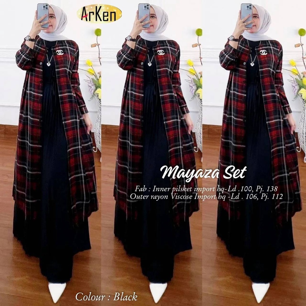 RESTOK MAYAZA SET INNER DRESS GAMIS OUTER KOTAK ORI ARKEN 15/12