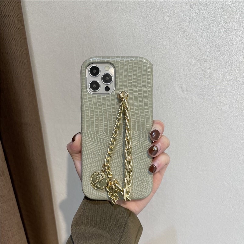 leather chain case green for iphone 12 11 xr xs x etc