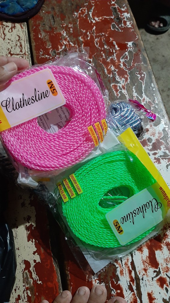 Tali Jemuran Baju Panjang 5 Meter Free Penjepit Kayu 5pcs