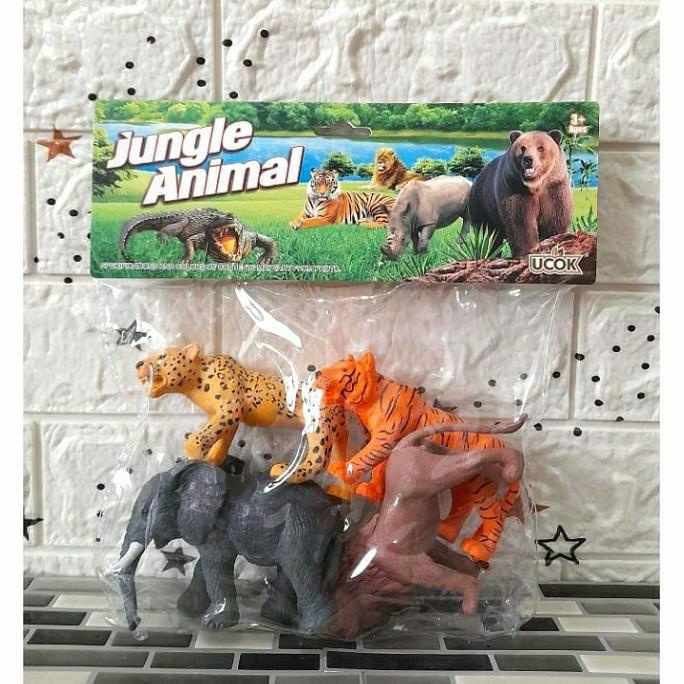 paling diminati] Mainan anak miniatur hewan/binatang jumbo gajah singa bahan karet