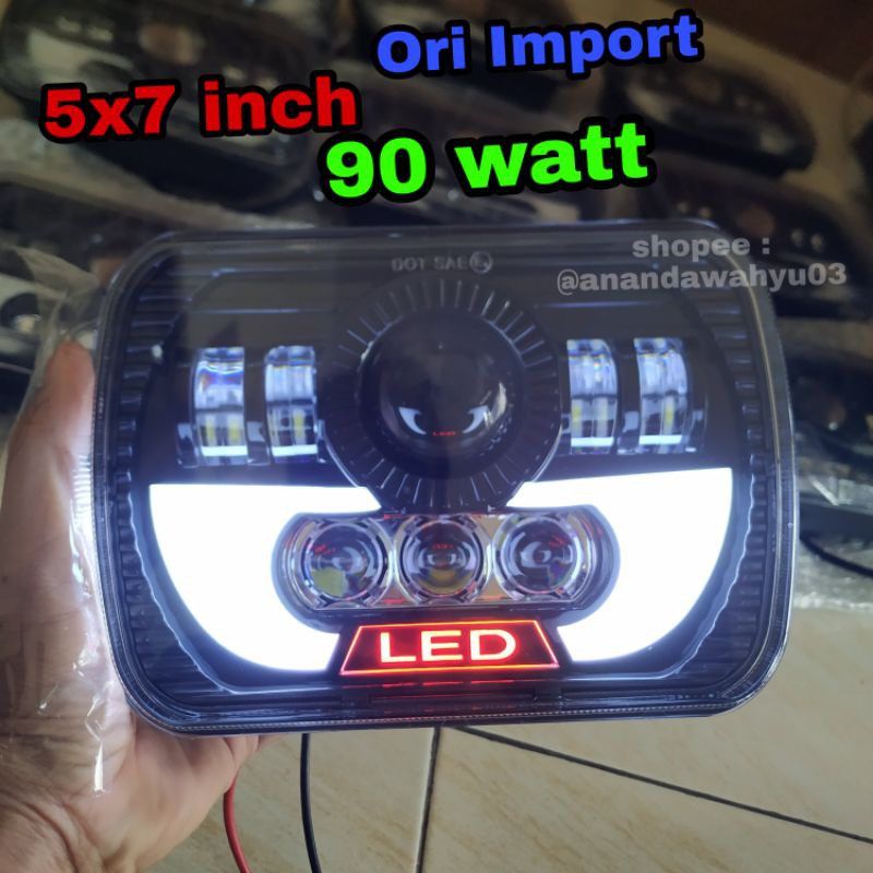 Lampu Led Depan Variasi Kotak LED 7x5  Inch Ori Import Dus Hitam Polos Bisa Untuk Lampu L300 Taft Ka