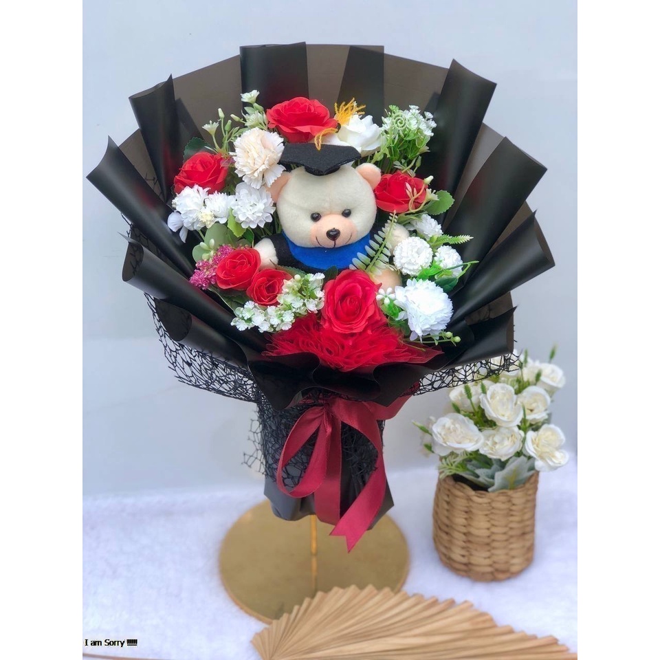 Buket wisuda / buket boneka / buket boneka wisuda / buket uang gratis kartu ucapan