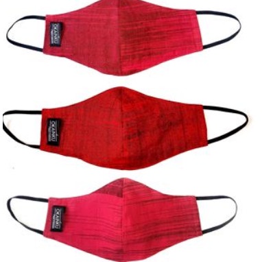 Okainku Masker Kain Lurik Gradasi Gered - Merah, earloop