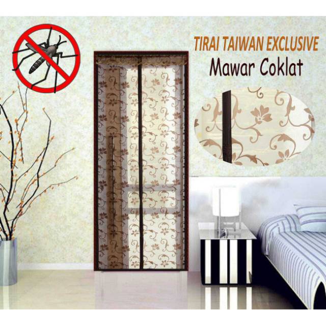  Tirai  Magnet Anti  Nyamuk  Merk Hongxin Taiwan Motif Mawar 