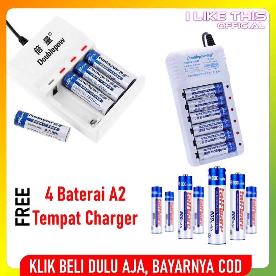 Doublepow Casan Baterai cas Charger battery rechargeable AA AAA alkaline ABC A2 A3