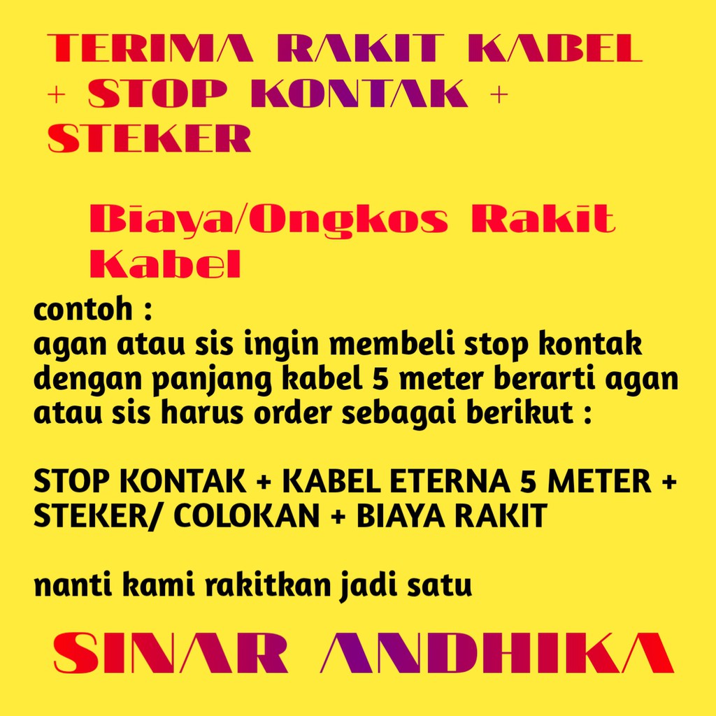 RAKIT KABEL (BIAYA/ONGKOS RAKIT KABEL) UNTUK 1 BUAH RAKITAN PRODUK