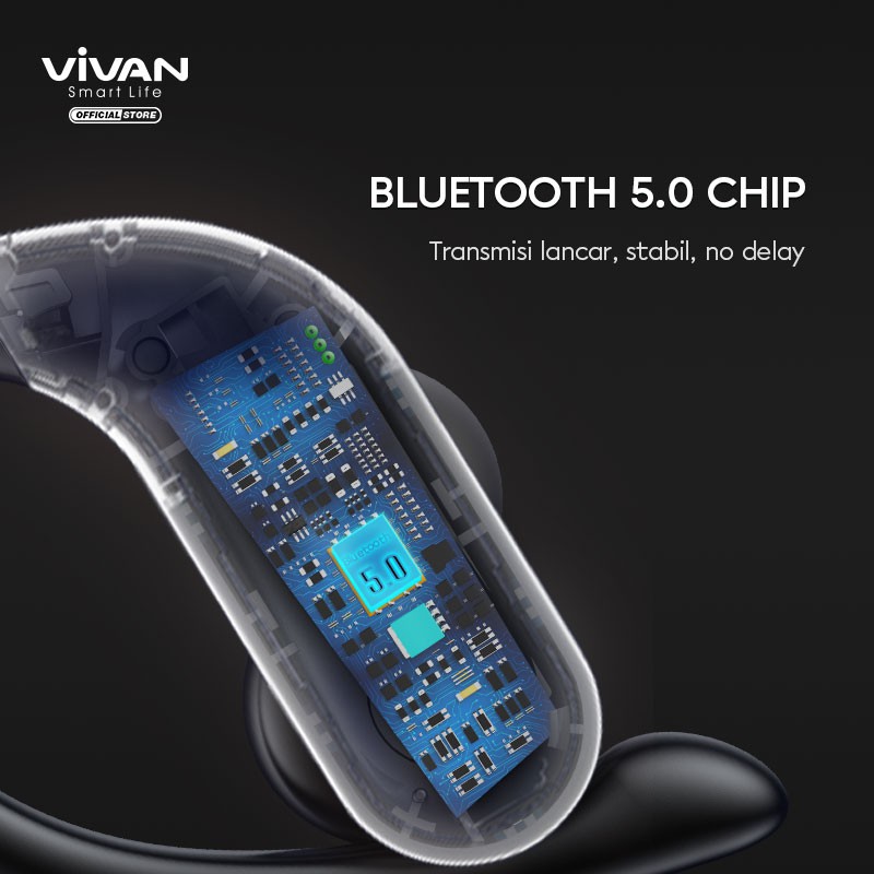 VIVAN Earphones SPORT X Headset TWS Bluetooth 5.0 Waterproof IPX5 25 Hours Play Time Garansi 1 Tahun